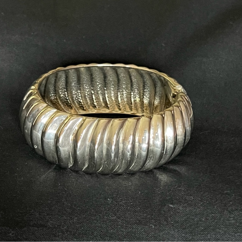 Chunky Silver Tone Clamper Bracelet
